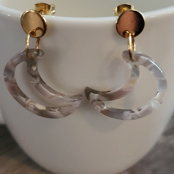 Stainless Steel Moon Earrings - Picture 1 of 1